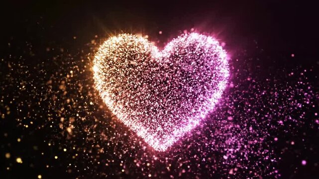 Particle glitter glow heart background loop for creative projects and animations designed for use in various applications