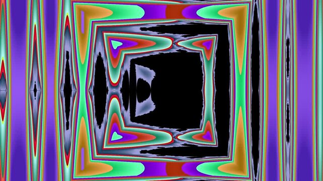 Rotating mechanical abstract loop with blade shapes teal amber magenta motion