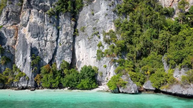 Amazing aerial view of Monkey Beach in Phi Phi Islands, Thailand