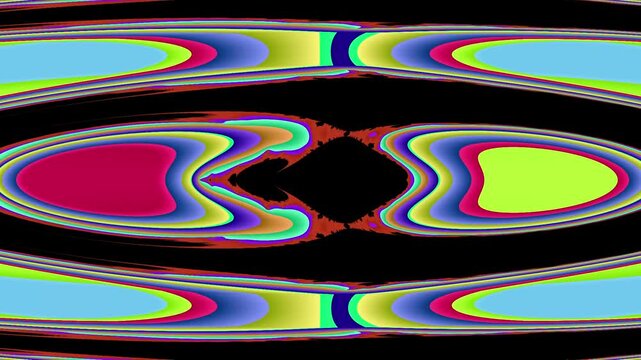 Vibrating abstract loop with jagged concentric lines neon glitch effect