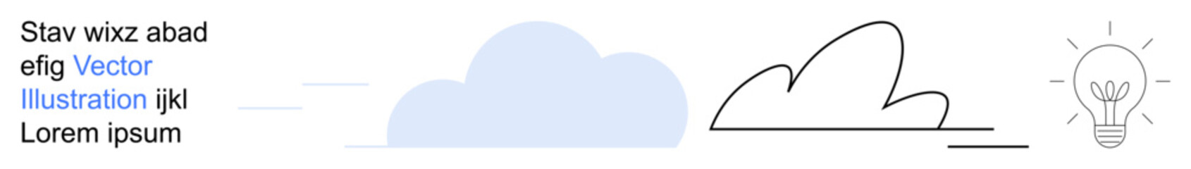 Innovation, creativity, brainstorming, technology, imagination, clean energy. Lightbulb and cloud sketch with text. Innovation and creativity concept through minimalist design © robu_s