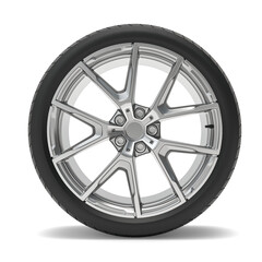 Obraz premium Aluminum wheel car tires on white background.
