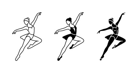 Ballet Dancer Poses Vector Set, Elegant Female Performer Silhouettes in Motion, Graceful Artistic Dance Illustrations © Anisur