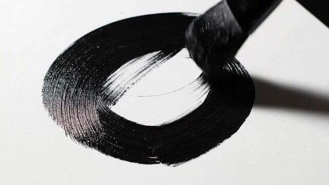 Abstract animation of creating a circle using a brush on white canvas with VSRExport