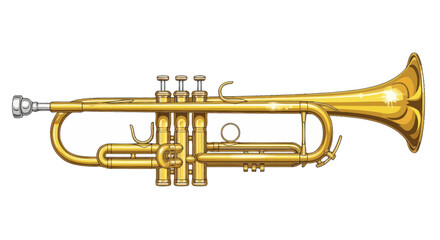 Naklejka premium Golden Trumpet Musical Instrument Isolated on White Background