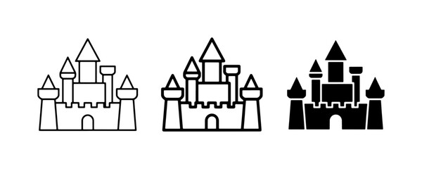 Castle Icons Set, Medieval Fortress Vector Graphics, Fantasy Palace Symbols, Royal Building Illustrations for Design © Aminul
