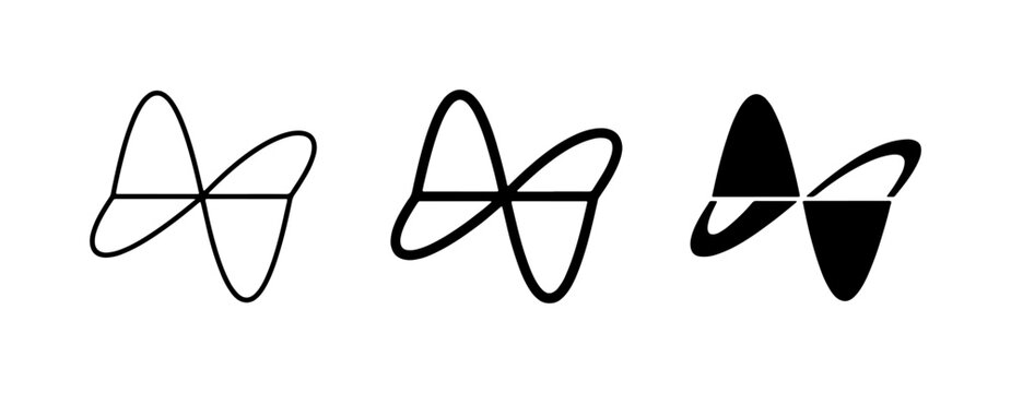 Abstract Infinity Symbol Vector Icons, Infinite Loop and M&ouml;bius Strip Graphics, Black and White Minimalist Design Elements