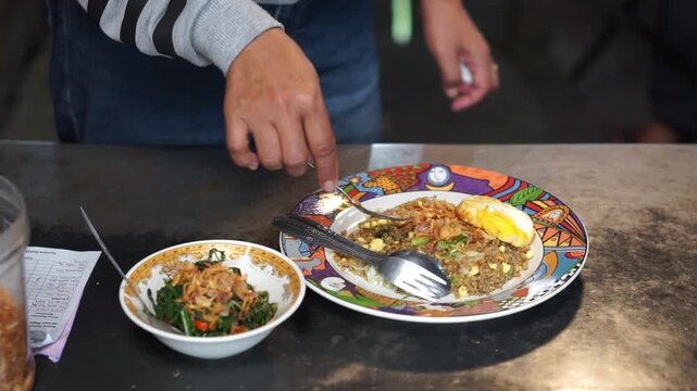 Fried fermented cassava (Tiwul fried rice). One of Indonesia's traditional dishes.
