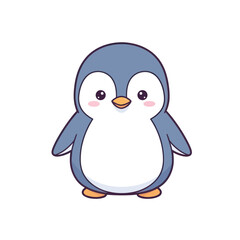 Cute cartoon penguin illustration, isolated on white background, adorable character design.