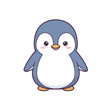 Cute cartoon penguin illustration, isolated on white background, adorable character design.