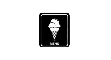 Menu sign featuring an ice cream cone serves as a visual guide for customers at dessert shops, cafes, or outdoor food stands seeking sweet treats. © Design