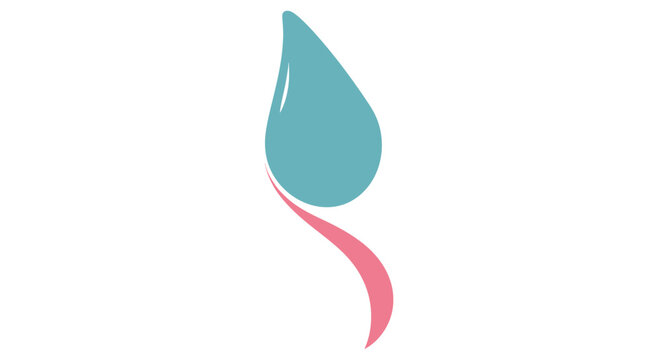 Water drop icon featuring a stylized blue and pink graphic design element that represents purity and fluid movement for modern corporate branding and clean aesthetic communication projects.