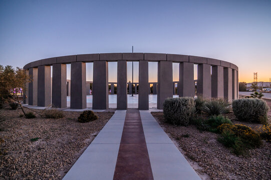 Ryan House Memorial Park in Tucson Arizona Circular Monument at Sunset