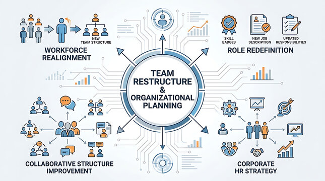 Strategic Team Restructure and Organizational Planning Concept for Workforce Realignment Role Redefinition with Collaborative Structure Improvement for Corporate Human Resource Management