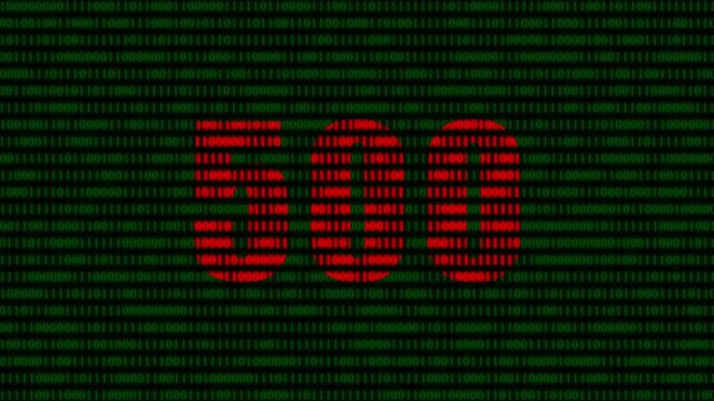 500 internal server error concept: red binary code text on green digital matrix background, for cyber security issues