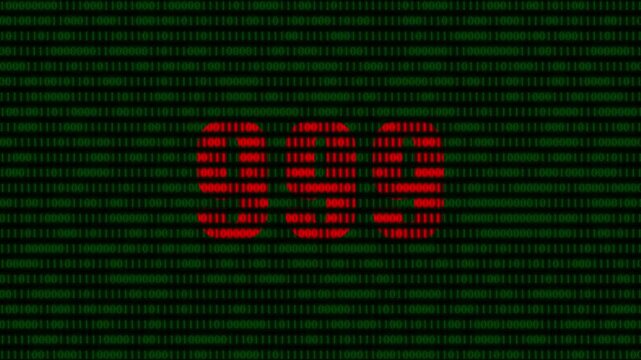 Digital matrix background, with red binary, code number 999, abstract cyber security, and data processing concept
