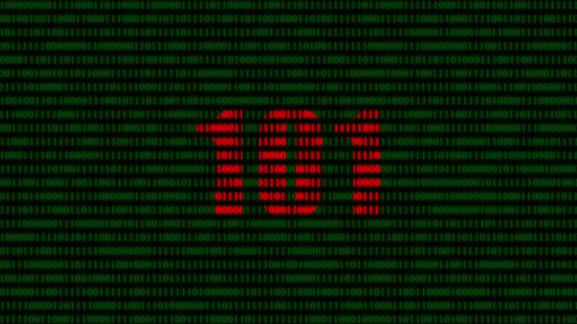 Binary code background, with red 101, text, digital technology, concept, cyber security, and data processing animation