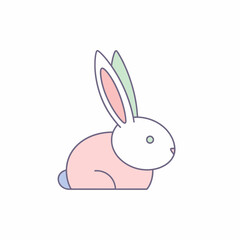 Obraz premium Cute cartoon rabbit illustration, pastel colors, isolated on white background