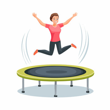 Woman Jumping on Trampoline, Fitness and Fun Activity, Active Lifestyle