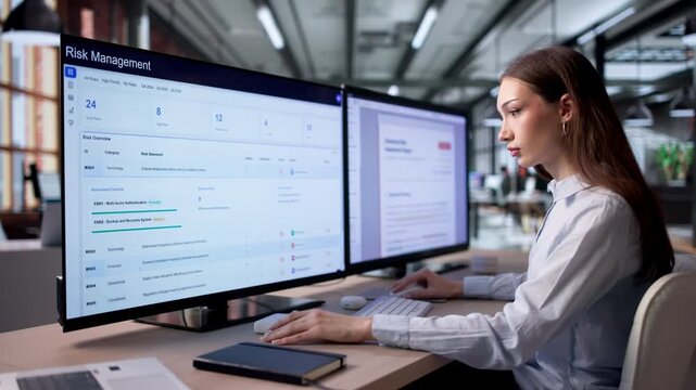 Risk Manager Analyzing Enterprise Data On Computer