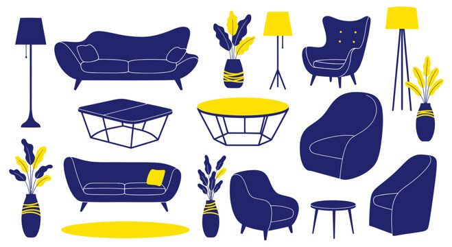 Modern furniture living room set interior.