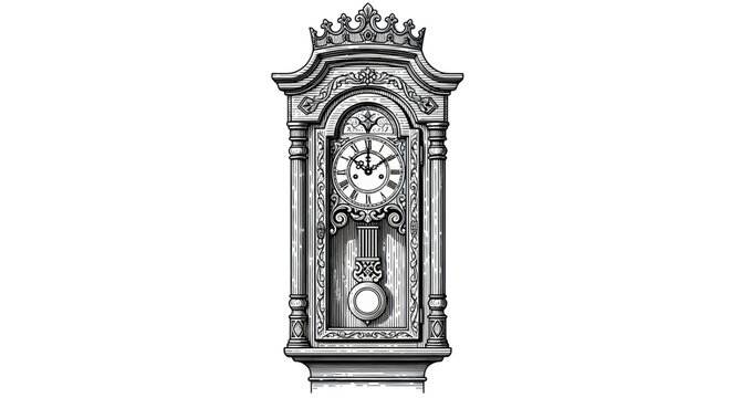 Ornate Grandfather Clock Face Closeup.
