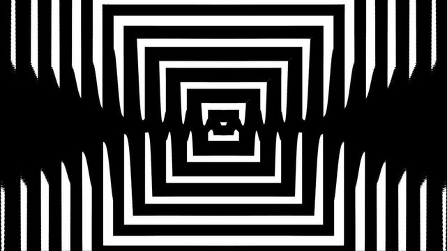 Black and white nested square geometric loop abstract background