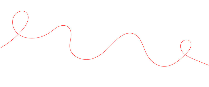 Minimalist pink scribble line vector, continuous hand drawn wavy stroke, abstract thin thread element for creative graphic design and branding