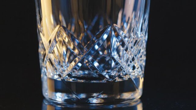 Glassware Closeup Preparing Crystal Reflections in Dim Lighting