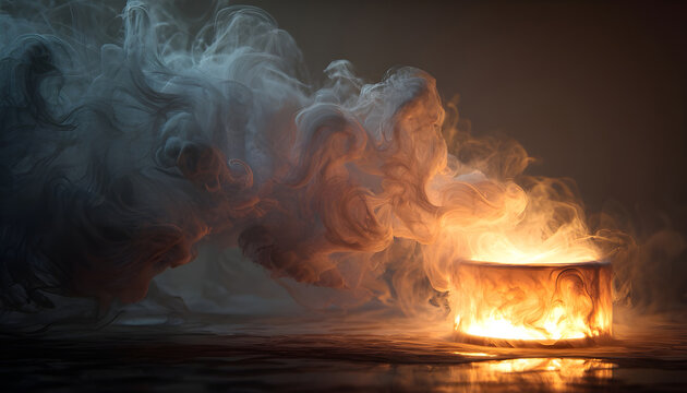 Captivating display of swirling smoke and glowing light from a unique diffuser in 4K resolution