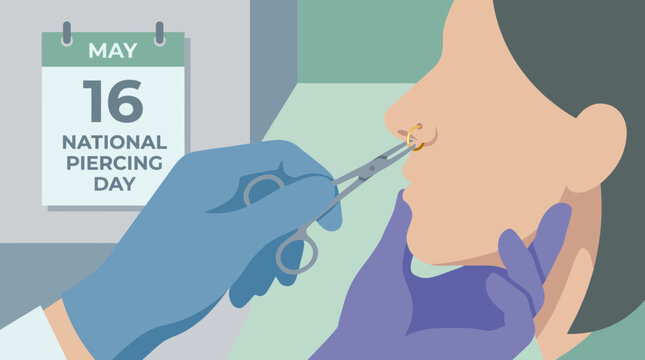 National Piercing Day Illustration for May 16 with Nose Piercing