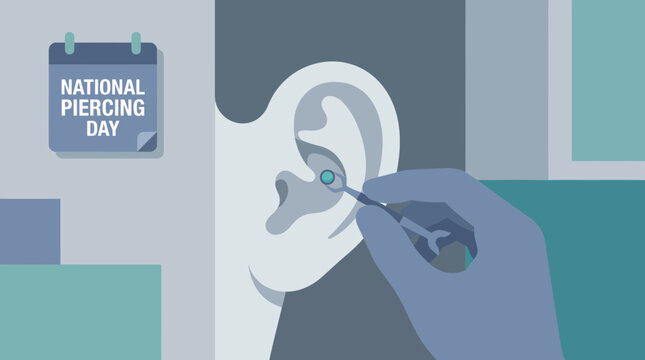 National Piercing Day Illustration of Professional Ear Piercing