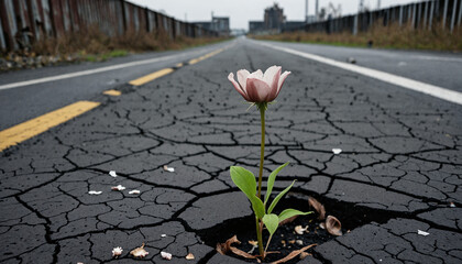 Fototapeta premium road and flower