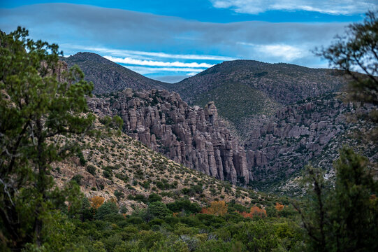  Chiricahua National Monument Arizona Landscape with Rock Formations Scenic Canyon Views and Winding Road Through Desert Terrain