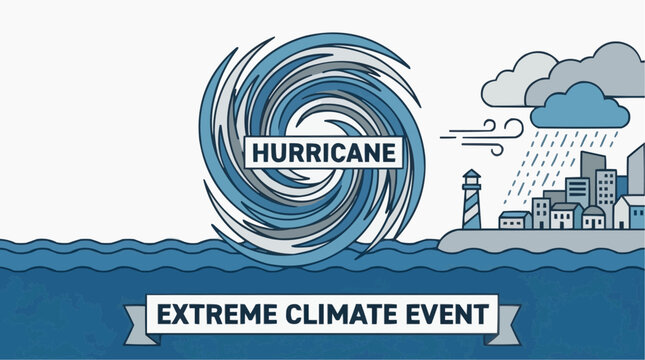 Intense tropical hurricane caused by ocean warming, highlighting climate change, extreme weather events, and environmental impact.