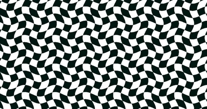 Abstract Wavy Checkerboard Pattern Background Motion.