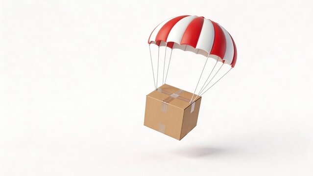 Parachute delivery box in air