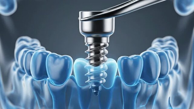 Abstract CGI Representation Of Immediate Dental Implant Placement With Tooth And Screw Integration In A Clinical Setting