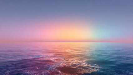 Naklejka premium Serene Ocean Sunset with Vibrant Rainbow Sky
