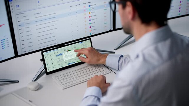 Compliance Officer Analyzing Risk Management Dashboard
