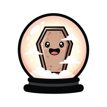 Smiling Cartoon Coffin in Snowglobe.