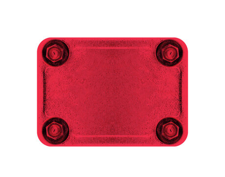 Military metal hatch board, painted on in red color - horizontal. On isolated transparent background.