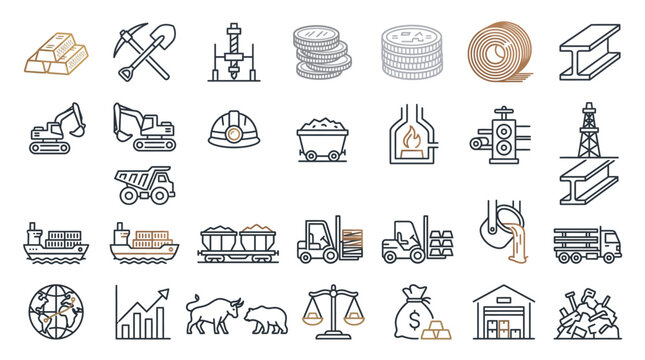 Various business and industry icons.