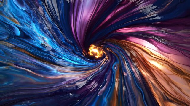 Abstract Colorful Liquid Swirl Animation Rotating in a Cosmic Tunnel for Background Motion Graphics