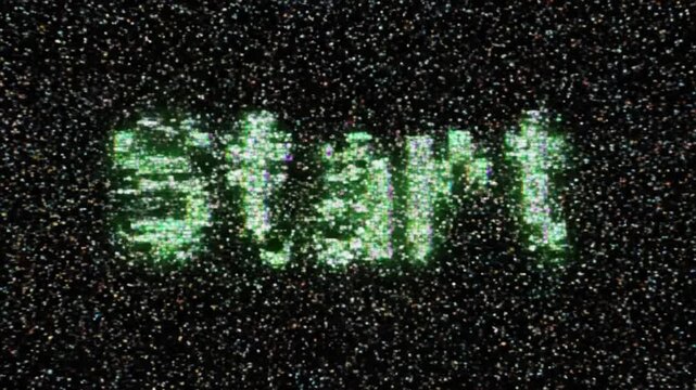Start bit pixel text animation with dynamic glit using VSRExport in a dark setting