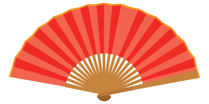 Asian hand fan traditional folding fan vector illustration decorative cultural design