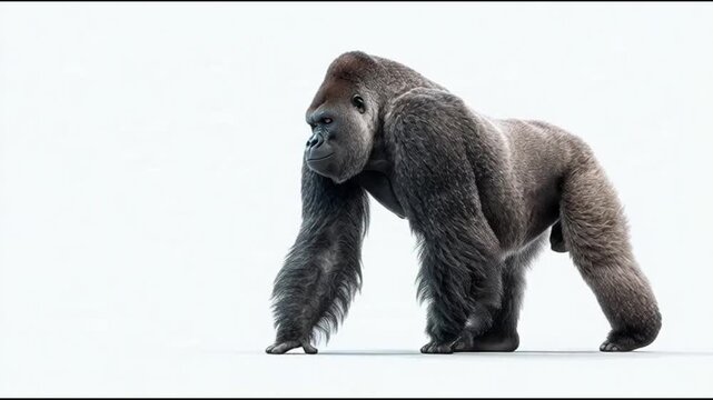 Dominant Silverback Gorilla in Full Stride
