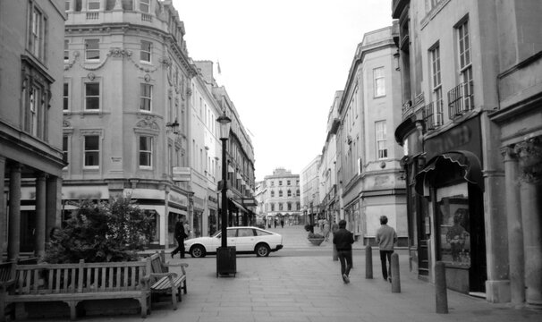 Vintage photo of Westgate Street in Bath, UK - September 1982
