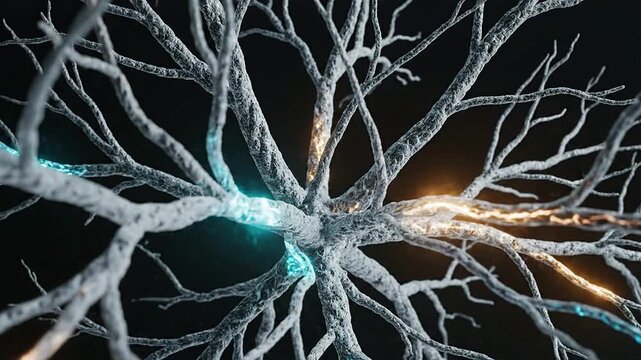 CGI Rendering Of A Close-Up Retinal Synapse Network Displaying Dynamic Neural Pathways And Luminous Interactions In A High-Quality 4K Visualization