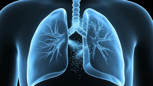 CGI Representation of Lungs Showing Opacity Related to Child Pneumonia Recovery and Health Improvement Concepts